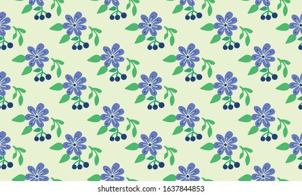 Simple wallpaper for spring, with seamless leaf and flower pattern background design.