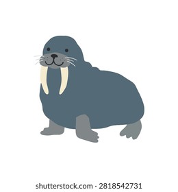 Simple Walrus Vector Illustration isolated in White Background