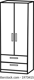 Simple wardrobe, icon illustration, vector on white background