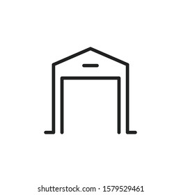 Simple warehouse line icon. Stroke pictogram. Vector illustration isolated on a white background. Premium quality symbol. Vector sign for mobile app and web sites.