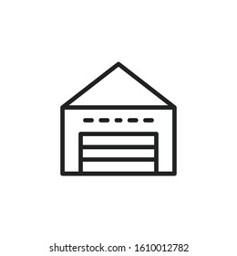 Simple warehouse line icon. Stroke pictogram. Vector illustration isolated on a white background. Premium quality symbol. Vector sign for mobile app and web sites.