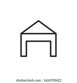 Simple warehouse line icon. Stroke pictogram. Vector illustration isolated on a white background. Premium quality symbol. Vector sign for mobile app and web sites.