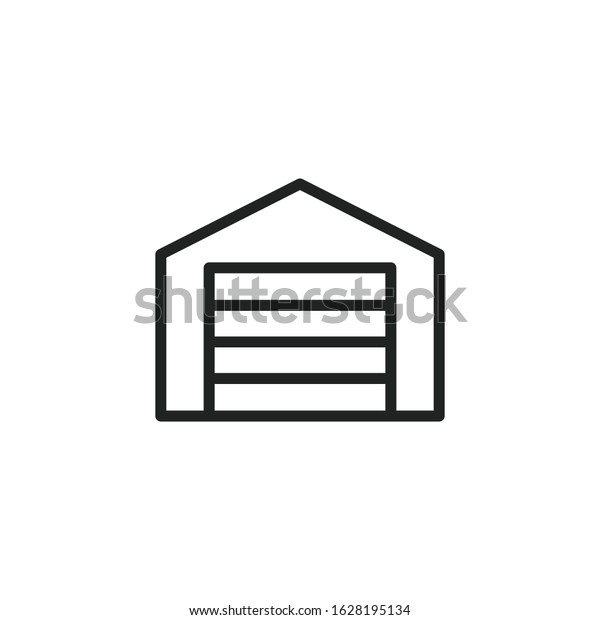 Simple warehouse line icon.\
Stroke pictogram. Vector illustration isolated on a white\
background. Premium quality symbol. Vector sign for mobile app and\
web sites.