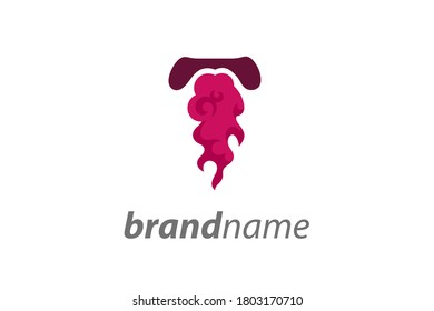 Simple and Warm illustration logo design initial T pink flame.