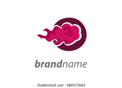 Einfache und warme Illustration Logo Design erste O rosa Flamme.