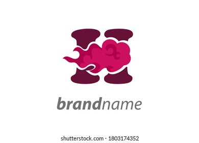 Diseño del logotipo de la ilustración simple y cálida, flama rosa H inicial.
