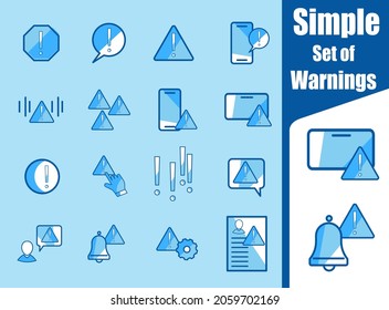 simple warning related vector line icon with various icons