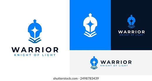 Simple Warrior Knight of Light Sparta Gladiator Helmet Logo Design Branding Template