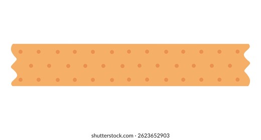 Simple washi tape with small orange dots on warm background. Flat cartoon vector illustration.