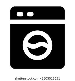 Simple Washing Machine glyph icon. The icon can be used for websites, print templates, presentation templates, illustrations, etc