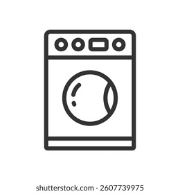 Simple washing machine icon isolated flat design vector illustration on white background.