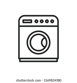 Simple washing machine line icon. Stroke pictogram. Vector illustration isolated on a white background. Premium quality symbol. Vector sign for mobile app and web sites.