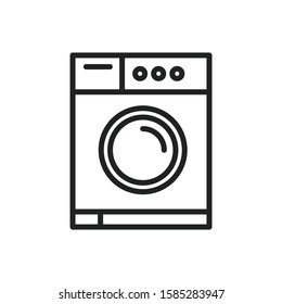 Simple washing machine line icon. Stroke pictogram. Vector illustration isolated on a white background. Premium quality symbol. Vector sign for mobile app and web sites.