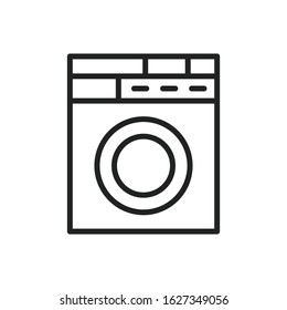 Simple washing machine line icon. Stroke pictogram. Vector illustration isolated on a white background. Premium quality symbol. Vector sign for mobile app and web sites.