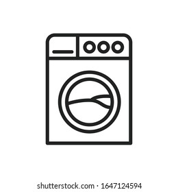 Simple washing machine line icon. Stroke pictogram. Vector illustration isolated on a white background. Premium quality symbol. Vector sign for mobile app and web sites.