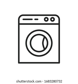 Simple washing machine line icon. Stroke pictogram. Vector illustration isolated on a white background. Premium quality symbol. Vector sign for mobile app and web sites.