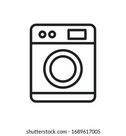 Simple washing machine line icon. Stroke pictogram. Vector illustration isolated on a white background. Premium quality symbol. Vector sign for mobile app and web sites.