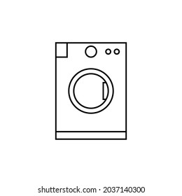 Simple washing machine line icon. Stroke pictogram. Vector illustration isolated on a white background. Premium quality symbol. Vector sign for mobile app and web sites.