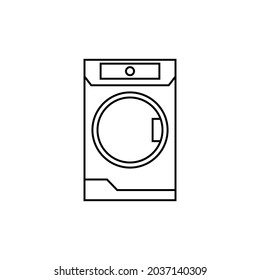 Einfache Waschmaschinenlinie Symbol. Piktogramm anheben. Vektorgrafik einzeln auf weißem Hintergrund. Qualitätszeichen von Premium. Vektorzeichen für mobile App und Webseiten.