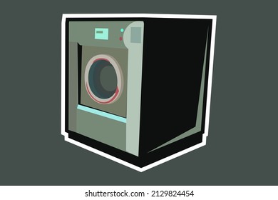 Ilustración vectorial de lavadora simple. Equipamiento vectorial de baño para el lavado de ropa.