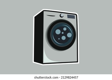 Simple Washing Machine vector illustration. Vector bathroom equipment for cloth washing.