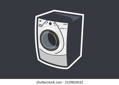 Simple Washing Machine vector illustration. Vector bathroom equipment for cloth washing.