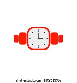 Simple watch icon logo, a watch in red. Modern watch icon. vector illustration