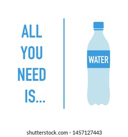 simple water bottle golden health rule vector illustration