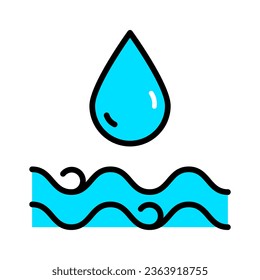 Simple water color flat icon. Stroke pictogram. Vector illustration isolated on a white. Premium quality symbol. Vector sign for mobile app and web sites.