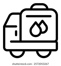 Simple water delivery truck icon, delivering clean and fresh water