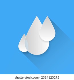 Simple water drop black and white gradient long shadow design, save environmental and life concept, using for rain weather forecast, editable object shape copy space for individual text
