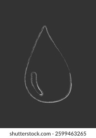 Simple Water drop icon with chalk texture isolated