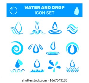 Simple Water and Drop Icon Set. Suitable for Company, Communities, Foundation Logo, or Product Packaging Illustration
