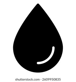 Simple water drop icon useful for hydration and environment themes in web design and marketing.