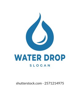 Simple Water Drop Logo Design In Blue Vector Illustration