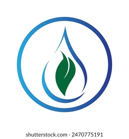 logotipo simple de la gota de agua y símbolo sobre fondo blanco