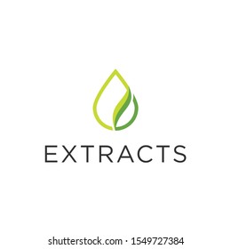 simple water drop vector with extract concept leaf and green color logo illustration