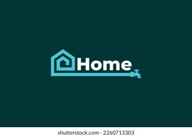 simple water faucet house logo