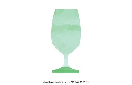Simple water goblet watercolor drawing vector illustration isolated on white background. Water goblet clipart. Minimalist wine glass clipart vector design cartoon hand drawn style