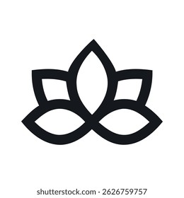 simple Water lily  flower line drawing outline