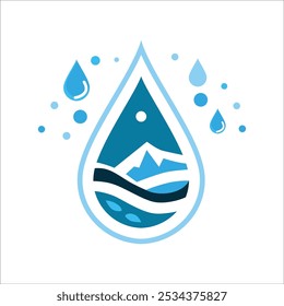 A Simple Water Logo Design, Best for Your Water Company Logo, Vector Flat Design Style