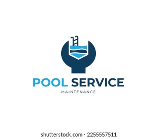 Simple Water Pool Service and maintenance Logo Design Template