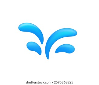 Simple water splash design with curved blue drops rising. clean and fresh visual element.