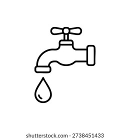 Simple water tap with drop black and white line icon for accessibility and disability friendly design