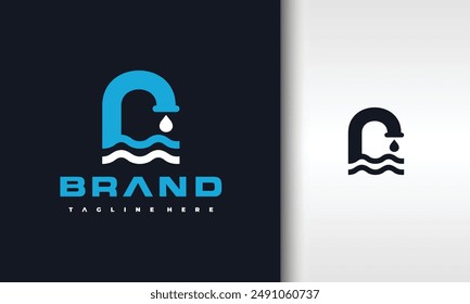 logotipo simple de la tubería del grifo del agua