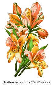 Aquarela simples Alstroemeria Bouquet design