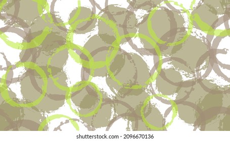 Simple watercolor circles geometry fabric print. Round shape blot overlapping elements vector seamless pattern. Brush stroke circles geometry fabric design.