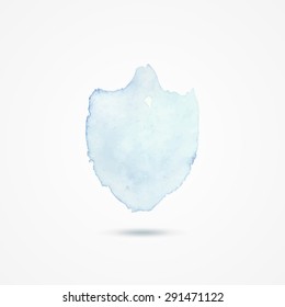 Simple watercolor drop shield background. Vector illustration.