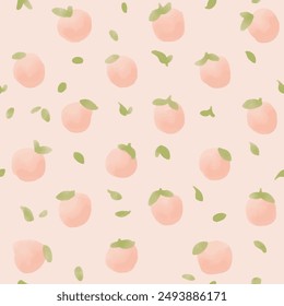 Simple watercolor peaches seamless pattern