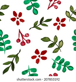 Simple watercolor seamless floral pattern